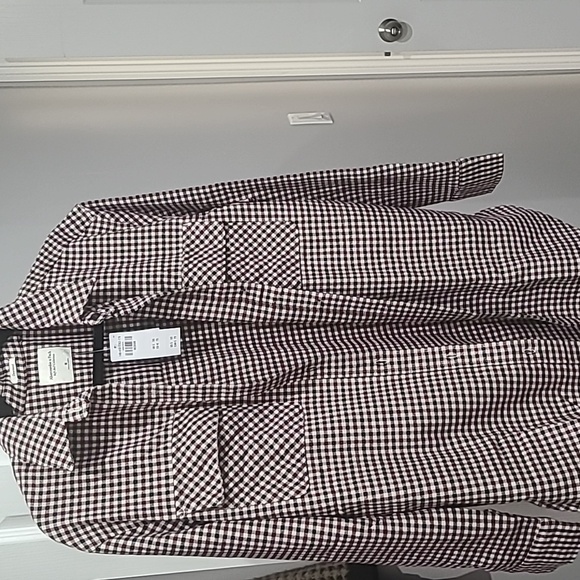 Abercrombie and fitch womens oversized burgundy check shirt flannel top - Picture 3 of 9